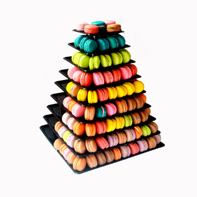 Desain baru macaron display stand dengan harga murah desain baru 4 tier square macaron tower