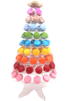 Pemegang stand tower display macaron plastik 10 tier / layer yang elegan untuk pesta pernikahan