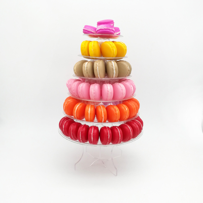 Round Daur Ulang 6 Tier Macaron Tower Stand Dengan Bagian Bawah