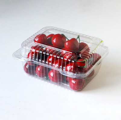 Kotak kemasan buah sekali pakai, kotak plastik persegi panjang untuk sayuran segar, kotak pemotong buah transparan PET kelas makanan