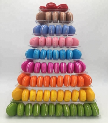 9 Tier Plastik Square Macaron Tower Stand Display Untuk Pengemasan Makanan Prancis