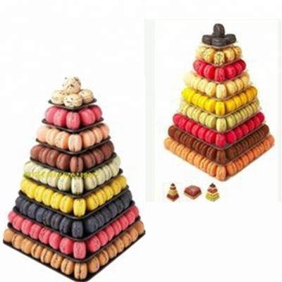 9 Tier Plastik Square Macaron Tower Stand Display Untuk Pengemasan Makanan Prancis
