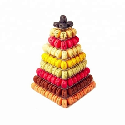 9 Tier Plastik Square Macaron Tower Stand Display Untuk Pengemasan Makanan Prancis