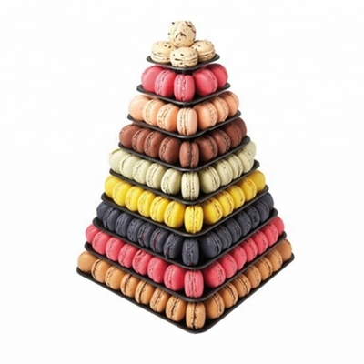 9 Tier Plastik Square Macaron Tower Stand Display Untuk Pengemasan Makanan Prancis