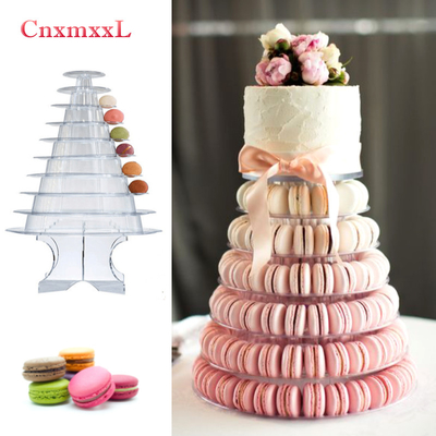 Kemasan Stand Menara Blister Macaron 10 Tier Hitam Terjelas Dengan Dekorasi Kue Terbaik Akrilik