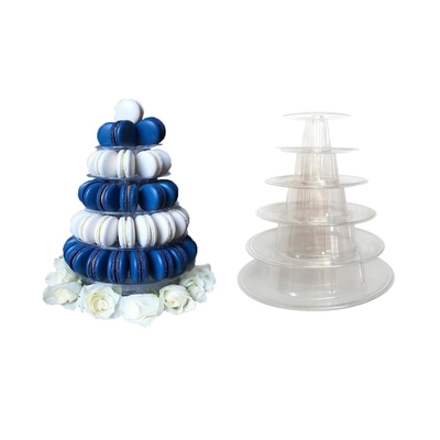 Round Daur Ulang 6 Tier Macaron Tower Stand Dengan Bagian Bawah