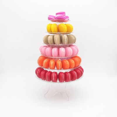 Round Daur Ulang 6 Tier Macaron Tower Stand Dengan Bagian Bawah