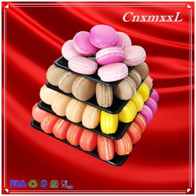 Plastik Macaron Display Stand Dengan 4 Tier Square Macaron Tower