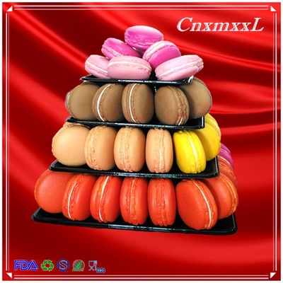 Plastik Macaron Display Stand Dengan 4 Tier Square Macaron Tower