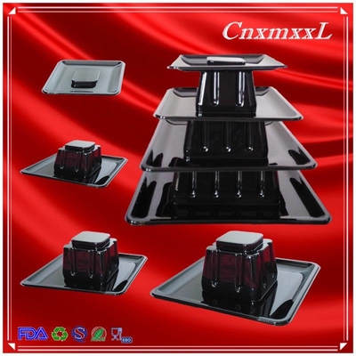 Plastik Macaron Display Stand Dengan 4 Tier Square Macaron Tower