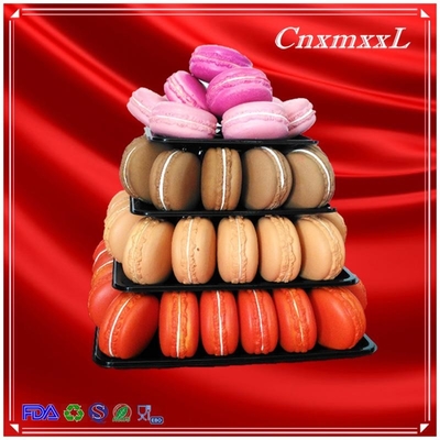 Plastik Macaron Display Stand Dengan 4 Tier Square Macaron Tower