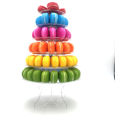 Rak Kue Menara Makaron 6 Tiers Dengan Stand Akrilik Transparan