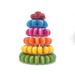 Rak Kue Menara Makaron 6 Tiers Dengan Stand Akrilik Transparan