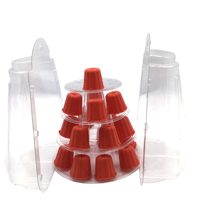 Mini Clear Plastic 4 Tiers Canele Tower Stand Untuk Display Canele / Makaron Dan Dekorasi Kue