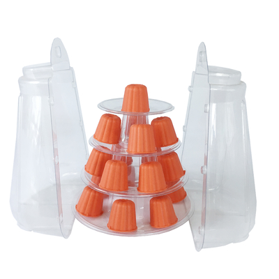 Mini Clear Plastic 4 Tiers Canele Tower Stand Untuk Display Canele / Makaron Dan Dekorasi Kue