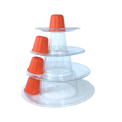 Mini Clear Plastic 4 Tiers Canele Tower Stand Untuk Display Canele / Makaron Dan Dekorasi Kue