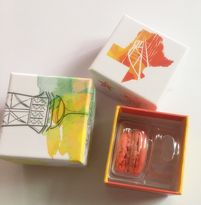 2 Pcs Makaron Printing Paper Gift Box Packing Makaron Display Dengan Tray Dalam