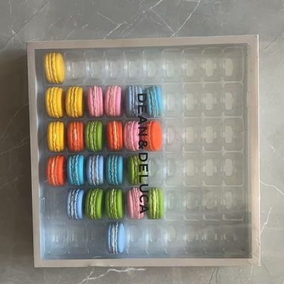 12 Pcs PET Plastik Macaroon Container Embossing Pencetakan Penanganan
