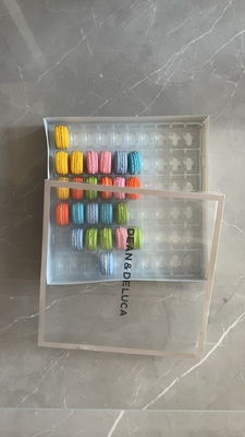 Macaron 60 Transparent Macaron Tray Packaging Kotak buatan tangan Kemasan cokelat