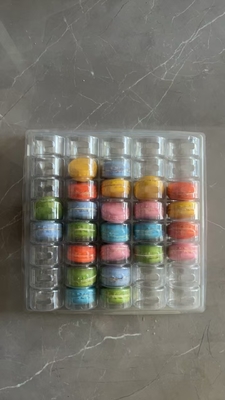 Macaron 40 kotak buatan tangan transparan kemasan mangkuk makaron kemasan cokelat atas dan bawah tutup kue kemasan pemasok
