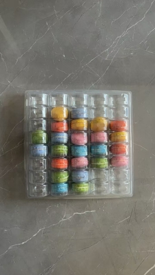 Macaron 40 kotak buatan tangan transparan kemasan mangkuk makaron kemasan cokelat atas dan bawah tutup kue kemasan pemasok
