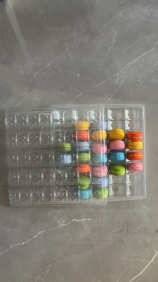 Macaron 40 kotak buatan tangan transparan kemasan mangkuk makaron kemasan cokelat atas dan bawah tutup kue kemasan pemasok