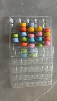 Macaron 40 kotak buatan tangan transparan kemasan mangkuk makaron kemasan cokelat atas dan bawah tutup kue kemasan pemasok