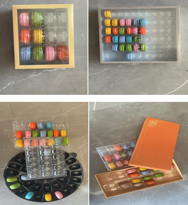 Hot Stamping Makaron Kotak Transparan Top Dan Bagian Bawah Tutup Makaron Tampilan Rak 12pcs