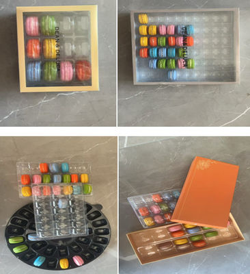 Kemasan Macaron Transparan Ramah Lingkungan dengan Cetak Kustom untuk Stand Pajangan dan Kotak Kado