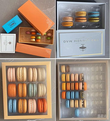 Kemasan Macaron Transparan Ramah Lingkungan dengan Cetak Kustom untuk Stand Pajangan dan Kotak Kado