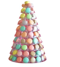 Black 9 Tier Blister Plastic Macaron Packaging Stand Macarons Tower Nyaman