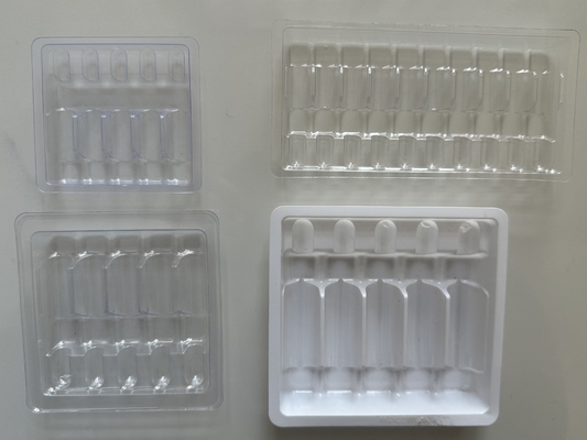 Blister Tray Packaging For Medicine Water Injection 1ml 2ml 5ml 10ml PET Ampoule Tray Disesuaikan