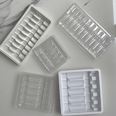 PVC bening PET PP Clamshell Kemasan Plastik Blister Ampoule Tray Dengan Paper Card Insert