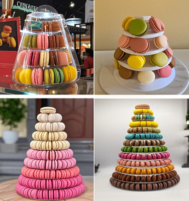 6 Tingkat Lapisan Menara Makaron 10 Tingkat Menara Makaron Stand Dengan Bagian Bawah Akrilik