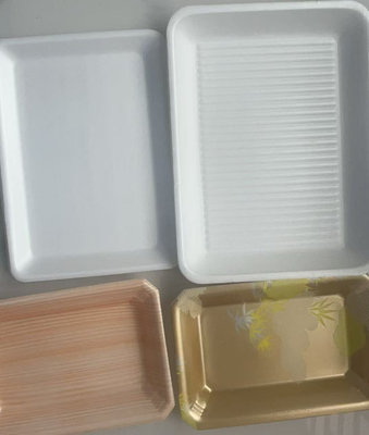 Palet Plastik Hitam Sekali Pakai untuk Produk Segar di Supermarket Piring Persegi Panjang Sekali Pakai untuk Sayuran dan Buah-buahan