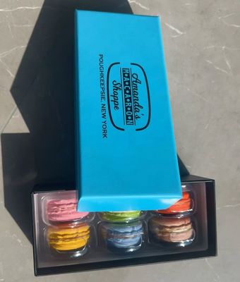 Kemasan Macaron Transparan Ramah Lingkungan dengan Cetak Kustom untuk Stand Pajangan dan Kotak Kado