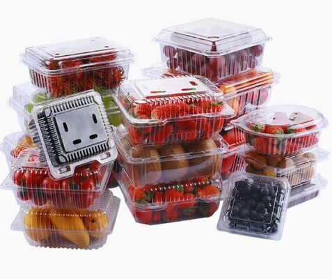 Kotak PET Daur Ulang yang Dapat Disesuaikan untuk Sayuran dan Buah-buahan segar dengan Kemasan Termoforming Transparan