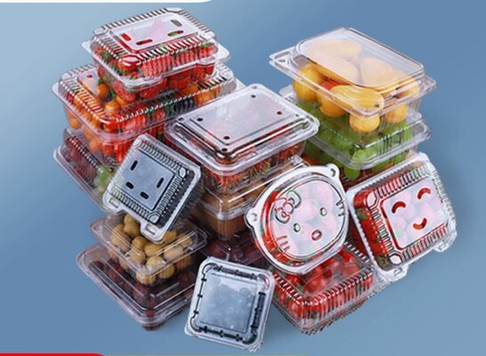Kotak PET yang dapat disesuaikan dan dapat didaur ulang untuk buah-buahan dan sayuran dengan kemasan transparan termoforming