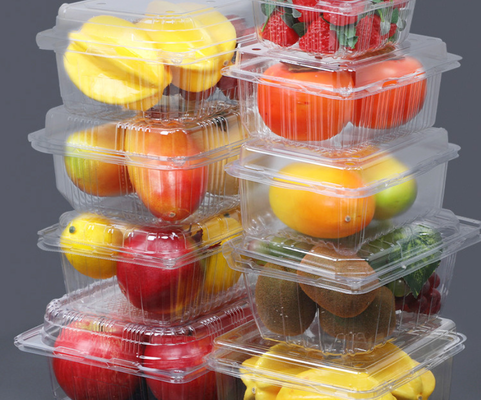 Wholesale one-time transparent fruit packaging boxes with thickened anti-pressure PET fruit cutting boxes, suitable for supermarkets, used for packing watermelons.