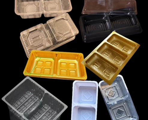 Kotak kemasan PET daur ulang yang dapat disesuaikan dengan penyegelan panas untuk makaroni dan kue