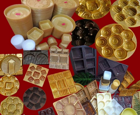 Kotak kemasan PET daur ulang yang dapat disesuaikan dengan penyegelan panas untuk makaroni dan kue
