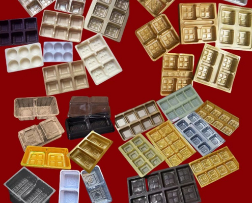 Kotak kemasan PET daur ulang yang dapat disesuaikan dengan penyegelan panas untuk penggunaan sekali pakai makaroni dan kue