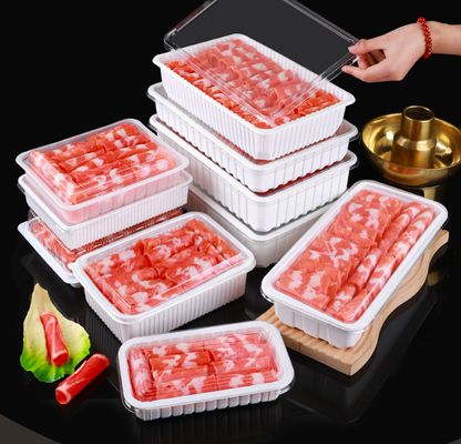 Kotak buah, kotak kemasan daging, kotak kemasan sayuran, nampan bibit, pot bunga plastik, kotak makanan cepat saji, serta kotak transparan PVC, PP, PET dan kotak cetak.
