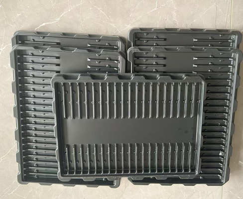 Baki Blister Anti-statis Ramah Lingkungan Hitam yang Disesuaikan untuk Komponen Elektronik